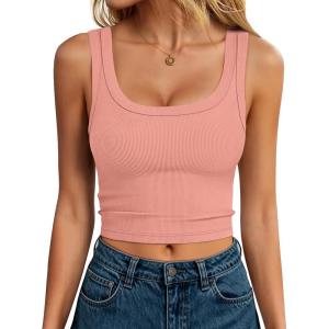 imageANRABESS Tank Tops for Women Scoop Neck Crop Sleeveless Top Summer Going Out Basic Tee Cute Ribbed Slim Shirts Clothes 2026Coral