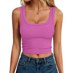 imageANRABESS Tank Tops for Women Scoop Neck Crop Sleeveless Top Summer Going Out Basic Tee Cute Ribbed Slim Shirts Clothes 2026Hot Pink