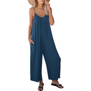 imageANRABESS Women Jumpsuits 2026 Casual Sleeveless Spaghetti Strap Boho Wide Leg Rompers Summer Outfits Beach Vacation ClothesBlue