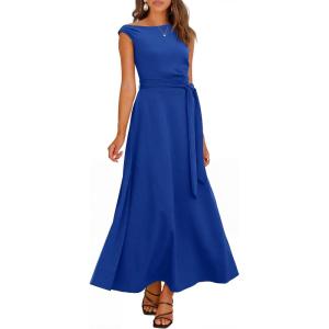 imageANRABESS Women One Off Shoulder Wedding Guest Formal Dress Sleeveless Flowy Spring Summer Cocktail Evening Maxi Dresses 2026Royal Blue