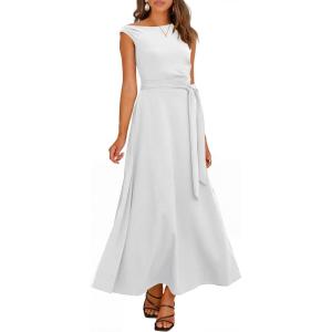 imageANRABESS Women One Off Shoulder Wedding Guest Formal Dress Sleeveless Flowy Spring Summer Cocktail Evening Maxi Dresses 2026White