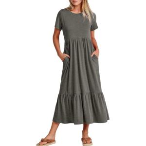 imageANRABESS Womens 2026 Summer Casual Maxi Dress A line Tiered Flowy Short Sleeve Crewneck T Shirt Beach Travel Long DressesGray
