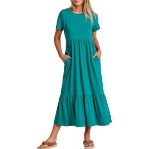imageANRABESS Womens 2026 Summer Casual Maxi Dress A line Tiered Flowy Short Sleeve Crewneck T Shirt Beach Travel Long DressesLake Green