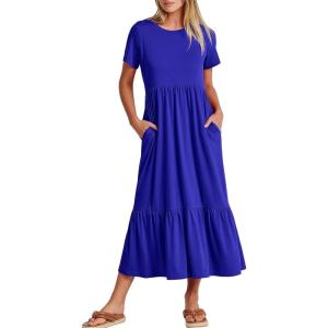imageANRABESS Womens 2026 Summer Casual Maxi Dress A line Tiered Flowy Short Sleeve Crewneck T Shirt Beach Travel Long DressesRoyal Blue