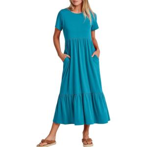 imageANRABESS Womens 2026 Summer Casual Maxi Dress A line Tiered Flowy Short Sleeve Crewneck T Shirt Beach Travel Long DressesSky Blue