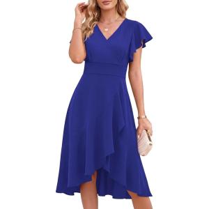 imageANRABESS Womens Cocktail Dress Semi Formal Wedding Guest Wrap Midi Dresses Summer Western A Line High Low Ruffled DressBlue