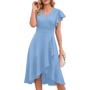 imageANRABESS Womens Cocktail Dress Semi Formal Wedding Guest Wrap Midi Dresses Summer Western A Line High Low Ruffled DressLight Blue