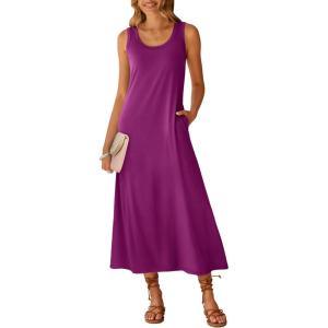 imageANRABESS Womens Maxi Dresses 2026 Summer Casual Scoop Neck Sleeveless Long Tank Dress Beach Sundress Travel Vacation ClothesFuchsia