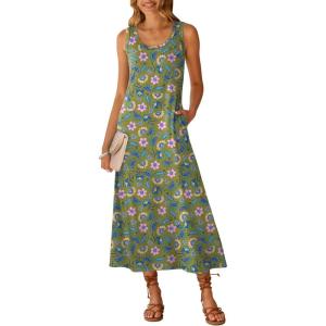 imageANRABESS Womens Maxi Dresses 2026 Summer Casual Scoop Neck Sleeveless Long Tank Dress Beach Sundress Travel Vacation ClothesGreen Multifloral Print