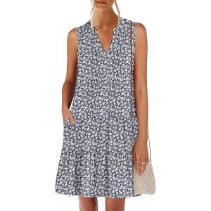 imageANRABESS Womens Mini Dresses Sleeveless V Neck Tiered Swing Going Out Beach Vacation Sundress 2026 Summer Casual OutfitsWhite Floral
