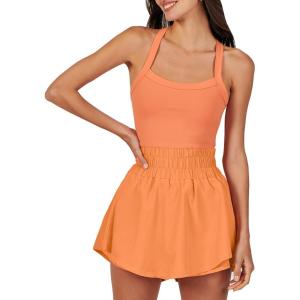 imageANRABESS Womens Mini Tennis Dresses Skort Summer Sleeveless One Piece Workout Romper Dress with Shorts Athletic 2026 OutfitOrange