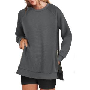 imageANRABESS Womens Oversized Sweatshirts Crewneck Long Sleeve Tunic Pullover Shirts Side Zipper Hoodies 2026 Spring ClothesDark Grey
