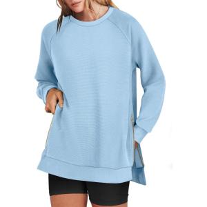 imageANRABESS Womens Oversized Sweatshirts Crewneck Long Sleeve Tunic Pullover Shirts Side Zipper Hoodies 2026 Spring ClothesLight Blue