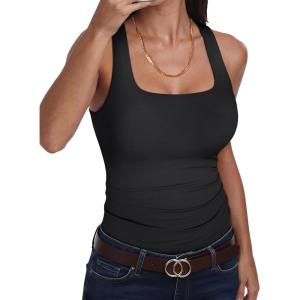 imageANRABESS Womens Square Neck Tank Top Sleeveless Double Lined Racerback Workout Athletic Summer Basic Tops 2026 Trendy ShirtsBlack