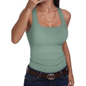 imageANRABESS Womens Square Neck Tank Top Sleeveless Double Lined Racerback Workout Athletic Summer Basic Tops 2026 Trendy ShirtsGrey Green