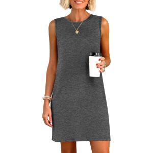imageANRABESS Womens Summer Casual Mini Dresses 2026 Sleeveless Crewneck Split WrinkleFree Beach Travel Vacation Short SundressDeep Grey