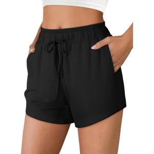 imageANRABESS Womens Sweat Shorts 2026 Summer Workout Running Casual Soft High Waist Drawstring Lounge Shorts with PocketsBlack