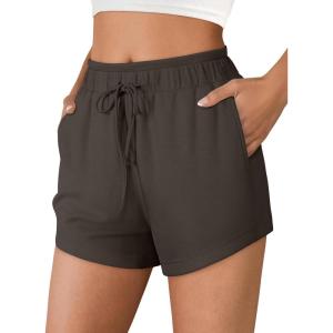 imageANRABESS Womens Sweat Shorts 2026 Summer Workout Running Casual Soft High Waist Drawstring Lounge Shorts with PocketsDark Brown