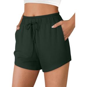 imageANRABESS Womens Sweat Shorts 2026 Summer Workout Running Casual Soft High Waist Drawstring Lounge Shorts with PocketsDeep Green