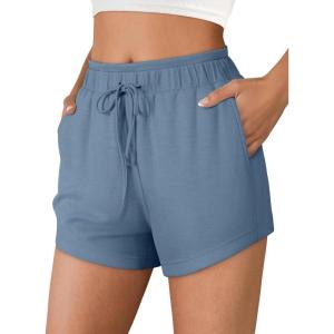 imageANRABESS Womens Sweat Shorts 2026 Summer Workout Running Casual Soft High Waist Drawstring Lounge Shorts with PocketsGrey Blue