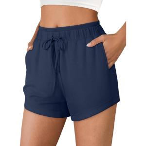 imageANRABESS Womens Sweat Shorts 2026 Summer Workout Running Casual Soft High Waist Drawstring Lounge Shorts with PocketsNavy Blue