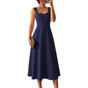 imageANRABESS Womens Sweetheart Neck Sleeveless Midi Dress 2026 Summer Formal Wedding Guest Party Cocktail Dresses with Pockets Navy Blue Large