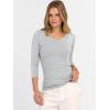imageANRABESS 34 Sleeve Shirts for Women V Neck Ribbed Knit Slim Fitted Tops Basic Tshirt 2026 Summer Casual Tees Trendy OutfitsBright Grey