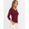 imageANRABESS 34 Sleeve Shirts for Women V Neck Ribbed Knit Slim Fitted Tops Basic Tshirt 2026 Summer Casual Tees Trendy OutfitsDeep Red