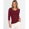 imageANRABESS 34 Sleeve Shirts for Women V Neck Ribbed Knit Slim Fitted Tops Basic Tshirt 2026 Summer Casual Tees Trendy OutfitsDeep Red