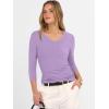 imageANRABESS 34 Sleeve Shirts for Women V Neck Ribbed Knit Slim Fitted Tops Basic Tshirt 2026 Summer Casual Tees Trendy OutfitsLight Purple