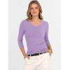 imageANRABESS 34 Sleeve Shirts for Women V Neck Ribbed Knit Slim Fitted Tops Basic Tshirt 2026 Summer Casual Tees Trendy OutfitsLight Purple