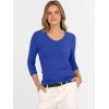 imageANRABESS 34 Sleeve Shirts for Women V Neck Ribbed Knit Slim Fitted Tops Basic Tshirt 2026 Summer Casual Tees Trendy OutfitsRoyal Blue