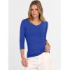 imageANRABESS 34 Sleeve Shirts for Women V Neck Ribbed Knit Slim Fitted Tops Basic Tshirt 2026 Summer Casual Tees Trendy OutfitsRoyal Blue