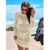 imageANRABESS Women Swimsuit Crochet Swim Cover Up 2026 Summer Bathing Suit Swimwear Mesh Knit Beach Dress Vacation OutfitsBeige