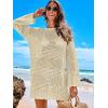 imageANRABESS Women Swimsuit Crochet Swim Cover Up 2026 Summer Bathing Suit Swimwear Mesh Knit Beach Dress Vacation OutfitsBeige