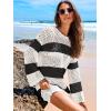 imageANRABESS Women Swimsuit Crochet Swim Cover Up 2026 Summer Bathing Suit Swimwear Mesh Knit Beach Dress Vacation OutfitsBlack White Stripe