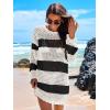 imageANRABESS Women Swimsuit Crochet Swim Cover Up 2026 Summer Bathing Suit Swimwear Mesh Knit Beach Dress Vacation OutfitsBlack White Stripe
