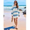 imageANRABESS Women Swimsuit Crochet Swim Cover Up 2026 Summer Bathing Suit Swimwear Mesh Knit Beach Dress Vacation OutfitsBluewhite