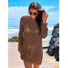 imageANRABESS Women Swimsuit Crochet Swim Cover Up 2026 Summer Bathing Suit Swimwear Mesh Knit Beach Dress Vacation OutfitsBrown