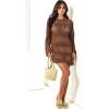 imageANRABESS Women Swimsuit Crochet Swim Cover Up 2026 Summer Bathing Suit Swimwear Mesh Knit Beach Dress Vacation OutfitsBrown