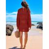 imageANRABESS Women Swimsuit Crochet Swim Cover Up 2026 Summer Bathing Suit Swimwear Mesh Knit Beach Dress Vacation OutfitsBurgundy
