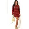 imageANRABESS Women Swimsuit Crochet Swim Cover Up 2026 Summer Bathing Suit Swimwear Mesh Knit Beach Dress Vacation OutfitsBurgundy