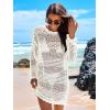 imageANRABESS Women Swimsuit Crochet Swim Cover Up 2026 Summer Bathing Suit Swimwear Mesh Knit Beach Dress Vacation OutfitsCream White
