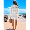 imageANRABESS Women Swimsuit Crochet Swim Cover Up 2026 Summer Bathing Suit Swimwear Mesh Knit Beach Dress Vacation OutfitsCream White