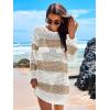 imageANRABESS Women Swimsuit Crochet Swim Cover Up 2026 Summer Bathing Suit Swimwear Mesh Knit Beach Dress Vacation OutfitsKhakiwhite