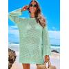 imageANRABESS Women Swimsuit Crochet Swim Cover Up 2026 Summer Bathing Suit Swimwear Mesh Knit Beach Dress Vacation OutfitsLight Green