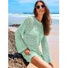 imageANRABESS Women Swimsuit Crochet Swim Cover Up 2026 Summer Bathing Suit Swimwear Mesh Knit Beach Dress Vacation OutfitsLight Green