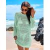imageANRABESS Women Swimsuit Crochet Swim Cover Up 2026 Summer Bathing Suit Swimwear Mesh Knit Beach Dress Vacation OutfitsLight Green