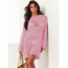 imageANRABESS Women Swimsuit Crochet Swim Cover Up 2026 Summer Bathing Suit Swimwear Mesh Knit Beach Dress Vacation OutfitsLight Pink