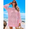imageANRABESS Women Swimsuit Crochet Swim Cover Up 2026 Summer Bathing Suit Swimwear Mesh Knit Beach Dress Vacation OutfitsLight Pink